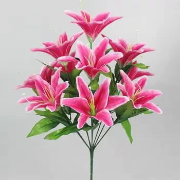 Dirbtinės Gėlės Lilies10 Galvos Gėlių Netikras, Klaidingas Krūva Lily Šalies Namų Puošimas, Vestuvių Papuošimas Rudenį Dekoras