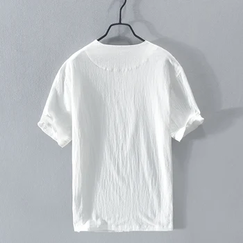 2020 metų Vasaros naujos prekės lino marškinėliai vyrams mados kietas t-marškinėliai vyrams, atsitiktinis raukšlių audinio marškinėlius mens chemise camisa