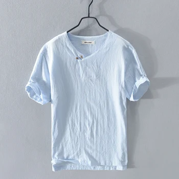 2020 metų Vasaros naujos prekės lino marškinėliai vyrams mados kietas t-marškinėliai vyrams, atsitiktinis raukšlių audinio marškinėlius mens chemise camisa
