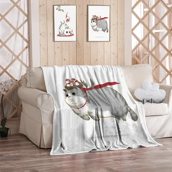 Fat Cat Serijos Mesti Antklodę 3D Atspausdintas Pliušinis Už Sofa-Lova Aksomo Pliušinis Sherpa Vilnos Antklodė Lovatiesė Mikropluošto