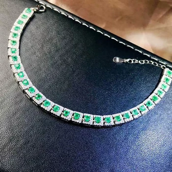 Gamtos Smaragdas Teniso Apyrankės moterims Jubiliejų S925 Sidabro Fine Jewelry Aukščiausios Kokybės Nekilnojamojo Žaliųjų Brangakmenių Pažymėjimas