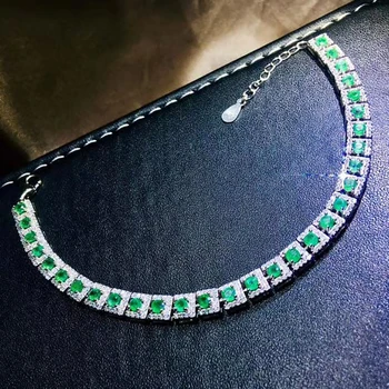 Gamtos Smaragdas Teniso Apyrankės moterims Jubiliejų S925 Sidabro Fine Jewelry Aukščiausios Kokybės Nekilnojamojo Žaliųjų Brangakmenių Pažymėjimas
