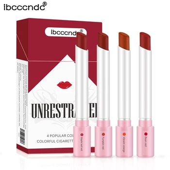 Ibcccndc Naują Cigarečių Vamzdis Lūpų Rinkinys, 4 Spalvų Matinis Lūpų klijuoti Vandeniui Lūpų Blizgesys Sexy Nude Raudona Lūpų Makiažas Batom