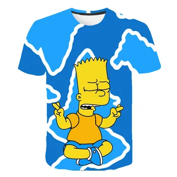 Vaikams, Cartoon T-Shirt Juokinga Homer Simpson 3D Atspausdintas Trumpas Rankovės marškinėliai Mados Atsitiktinis Viršūnes & Tees Prekės Unisex Drabužiai