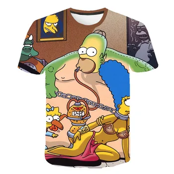 Vaikams, Cartoon T-Shirt Juokinga Homer Simpson 3D Atspausdintas Trumpas Rankovės marškinėliai Mados Atsitiktinis Viršūnes & Tees Prekės Unisex Drabužiai