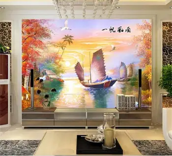 Pasirinktinis Dydis 3D Foto Tapetai, Freskos Gyvenamasis Kambarys Sofos, Fonas, Tapetai Kinų peizažas nuotrauką Tapetai Namų Dekoro