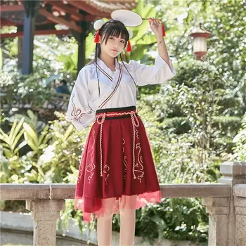 Vasarą Moteris, Japonų Tradicinė Suknelė Siuvinėjimo Senovės Mados Kimono Mergaitės Japonų Stiliaus Drabužių Komplektus Nėrinių Sijonas