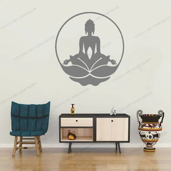 Buda Lotus Budizmas, Joga Vinilo Sienos Garažas Lipdukai Namų Dekoro Kambarį Dailės Freskos Sienos Lipdukas Nuimamas Wallpoof CX1929