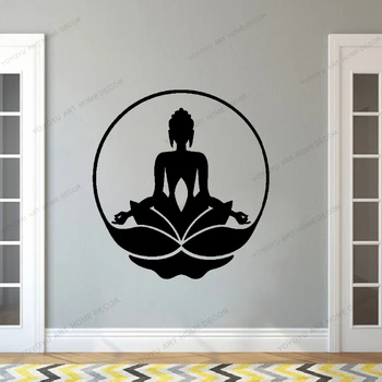 Buda Lotus Budizmas, Joga Vinilo Sienos Garažas Lipdukai Namų Dekoro Kambarį Dailės Freskos Sienos Lipdukas Nuimamas Wallpoof CX1929