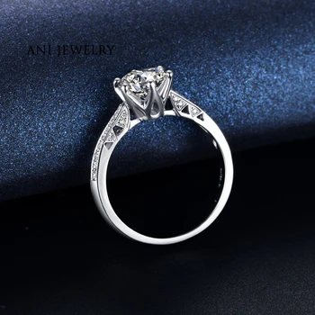 ANI 18K White Gold (AU750) Moterims Vestuvinis Žiedas 0.4 CT Sertifikuota I/SI1 Turas Nekilnojamojo Diamond 6 Nagus Elegantiška Panele-Osioms Žiedai