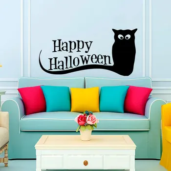 Laimingas Halloween Pelėda Citatos Siena Lipdukas Kambarį Miegamojo Sienos Plakatas Decal Helovinas Festivalis Namų Dekoro Freskomis Vinilo S-150