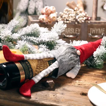 Kalėdinis Vyno Butelis Padengti Naujieji Metai Dovanų Maišelis Turėtojas Nameliuose Šalies Valgomojo Stalo Dekoro Vyno Butelių Papuošimai