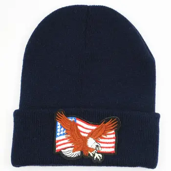 LDSLYJR Medvilnės erelis siuvinėjimo Tirštėti megzti skrybėlę žiemą šiltą kepurę Skullies bžūp beanie skrybėlių vyrų ir moterų 58