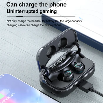 G08 Bluetooth 5.1 Ausinės Touch Control Belaidis Headphons HiFi IPX7 atsparus Vandeniui Ausinių laisvų Rankų įranga su LED Ekranas, Baterija Dėžutę