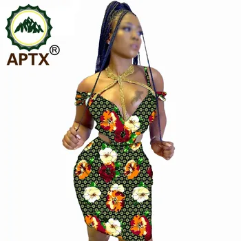2021 Afrikos Moterų Suknelė V Apykaklės Virš Kelio Ankara Stiliaus Gėlių Petnešos Sijonas Rankovių Mados Seksualus, Elegantiškas Stebėjimo Suknelė