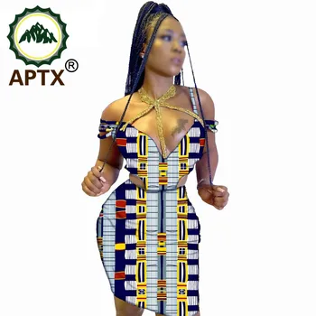 2021 Afrikos Moterų Suknelė V Apykaklės Virš Kelio Ankara Stiliaus Gėlių Petnešos Sijonas Rankovių Mados Seksualus, Elegantiškas Stebėjimo Suknelė