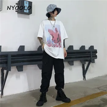 NYOOLO Vasaros Anime naruto raidžių spausdinti prarasti trumpomis rankovėmis t-shirt moterims, vyrams, drabužiai, viršuje Atsitiktinis streetwear O-neck tee marškinėliai