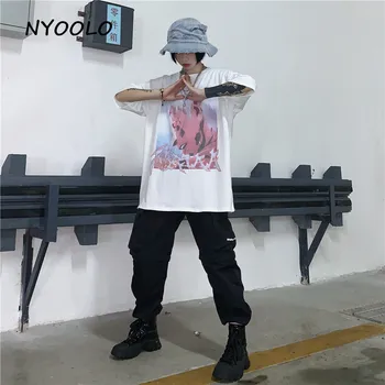 NYOOLO Vasaros Anime naruto raidžių spausdinti prarasti trumpomis rankovėmis t-shirt moterims, vyrams, drabužiai, viršuje Atsitiktinis streetwear O-neck tee marškinėliai