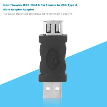 Firewire IEEE 1394 6 Pin Female USB 2.0 Type A Male Adapteris Adapteris Kamerų, Mobiliųjų Telefonų, MP3 Grotuvas, Pda Juoda