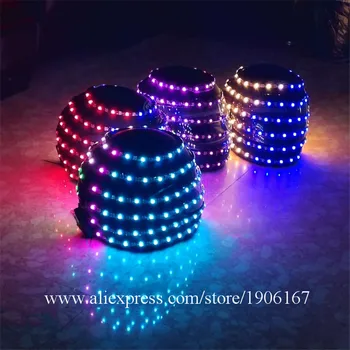 RGB LED Šviesos Vis Mirksi Robotas Šalmas Helovinas Kalėdų Led Full Apšviestas DJ Apdangalai, Šalies Šokių Bare