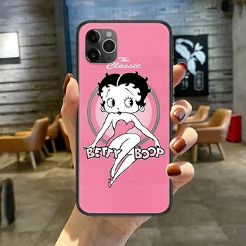 Amerikos Prekės ženklo Betty Boop Telefono Case Cover For Iphone 5 5S 6 6S PLIUS 7 8 11 12 Mini X XR XS PRO SE 2020 MAX black Etui Mados