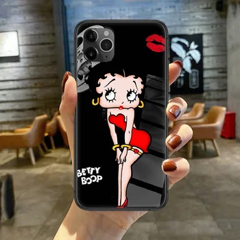 Amerikos Prekės ženklo Betty Boop Telefono Case Cover For Iphone 5 5S 6 6S PLIUS 7 8 11 12 Mini X XR XS PRO SE 2020 MAX black Etui Mados