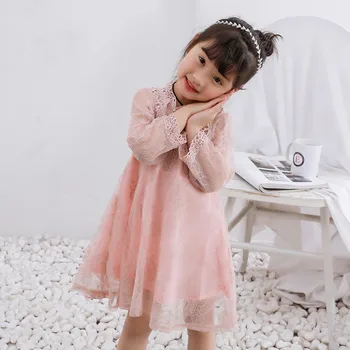 2019 Naujų Rudens Nėrinių Akių Gazas Suknelė Princesė Tiulio Suknelės Vaikų Vestuvių, Krikštynų Suknelė Drabužius 100-140