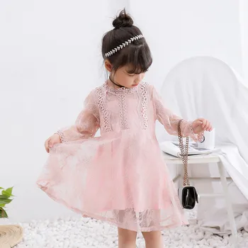 2019 Naujų Rudens Nėrinių Akių Gazas Suknelė Princesė Tiulio Suknelės Vaikų Vestuvių, Krikštynų Suknelė Drabužius 100-140