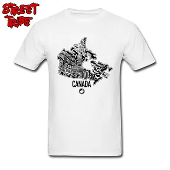 Kanados Žemėlapis T-shirts Dizaineris Unikalus Marškinėliai Vyrams Baltos spalvos Marškinėlius Vasaros Dovana Viršūnes Hip-Hop Laišką Tees Medvilnės Įrengtas Drabužiai