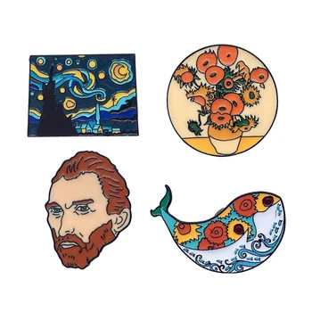 Van Gogh Emalio Pin Kolekcija Meno Aliejaus Tapybai Sagės Už Džinsinio Audinio Maišeliai, Kepuraitės, Apykaklės Ženklelis Menininkas Atvartas Smeigtukai Papuošalai
