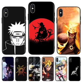 Anime Naruto Akatsuki Desgin Juoda Galinį Dangtelį Telefono dėklas Skirtas Apple IPhone 11 Pro XS MAX XR 7 8 6 6S Plus X 10 (Dešimt 5 5S SE Coque