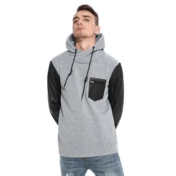 Moomphy Sujungimas odos rankovėmis hoodies vyrų Streetwear hoody vyrams, ilgomis rankovėmis, hip-hop vyrų hoodie gobtuvu megztinis susagstomi megztiniai