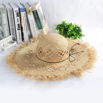 Lafite šiaudų skrybėlę, moteris turizmo vasaros paplūdimio bžūp Tuščiaviduriai rankinis skydelis lauko atostogų mados apsauga nuo saulės, meno sombrero mujer