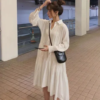 Japonija Stilius Ponios Suknelės Pavasarį, Rudenį Naujas Mados Prarasti Paprasta Dizaineris Nesimetriškas Plonas Karšto Pardavimo Atvartas Ilgomis Rankovėmis