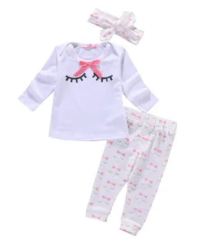 Naujas gimęs Kūdikis, Kūdikis mergaičių drabužių nustatyti 2019 m. Pavasarį Blakstienos Spausdinti Marškinėliai+Kelnės+Lankelis Bamblys Kūdikių mergaitės, apranga rinkiniai