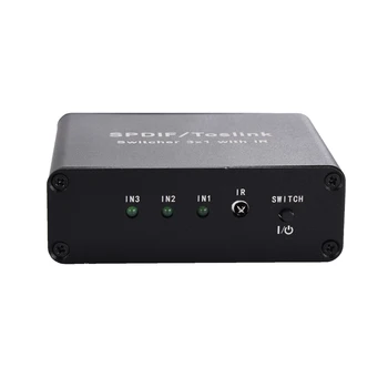 Skaitmeninis Optinis Audio Switch SPDIF/TOSLINK Optiniai Garso 3X1 Switcher Splitter Extender su infraraudonųjų SPINDULIŲ Nuotolinio valdymo pultelis Full HD(ES Plu
