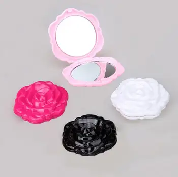 Makiažo Veidrodėliai Spalva Rausva Retro Rožių Žiedų Formos Kosmetinis Makiažas Kompaktiškas Veidrodis 3D Stereo Dvipusis 100vnt/daug