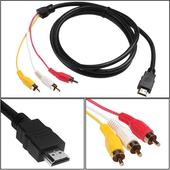 1PC Universalus 1,5 m HDMI Male į 3 RCA Video, Audio (AV Adapteris, HDTV 1080P/Y9X3 5 Pėdų Aukštos Kokybės
