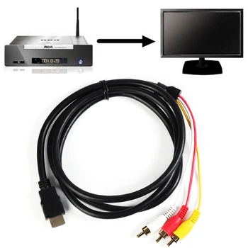 1PC Universalus 1,5 m HDMI Male į 3 RCA Video, Audio (AV Adapteris, HDTV 1080P/Y9X3 5 Pėdų Aukštos Kokybės