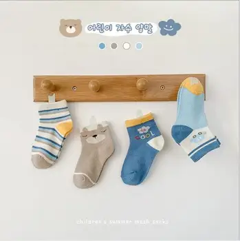 1-12 Metų 4Pairs/Daug 2021 naujų animacinių filmų gyvūnų kojinės šukuotos medvilnės vaikiškos kojinės