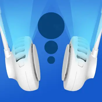 3 Greičio Reguliuojamas Rankų Kabo ant Kaklo Ventiliatorius USB Įkrovimo Bladeless Tylus Aušinimo Ventiliatorius Oro Aušintuvas