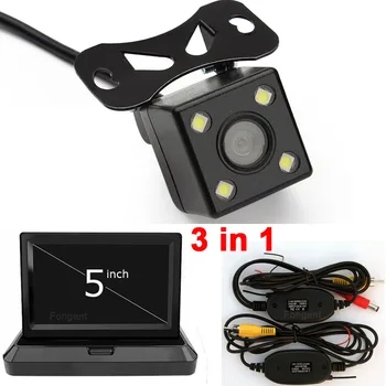 Automobilinis HD Vaizdo Auto Stovėjimo Ekranas 4 LED Naktinio Matymo CCD Automobilio Galinio vaizdo Kamera 5