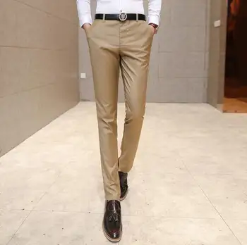 Vyrų kostiumas kelnės /Vyrų aukštos kokybės grynos spalvos, slim Fit verslo Kostiumą-kelnes/Vyrų high-end laisvalaikio plonas kojų kelnės Mados