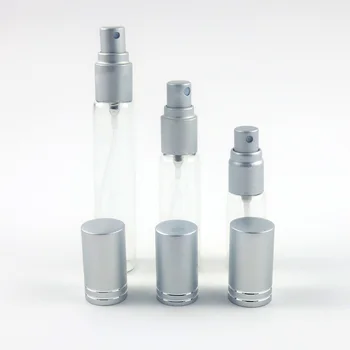 300PCS 5ml 10ml 15ml nešiojamas mini kelionės stiklo kvepalų buteliuko purkštukai kvepalų buteliuko purškimo butelis, spalvotų aliuminio dangtelis