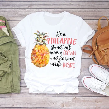 Moterų 2020 m. Vasarą Ananasų Saldus Vaisių Mados Spausdinti Spausdinti Lady T-shirts Top Marškinėliai Moteriški Vyriški Grafinis Moterų Tee Marškinėliai
