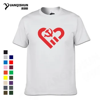 YUANQISHUN 2018 Naujas CCCP SSRS Meilė Širdies Marškinėliai Mados Dizainas Medvilnės Vyrai T-Shirt Sovietų rusijos Kūjo Pjautuvas Armijos Tees