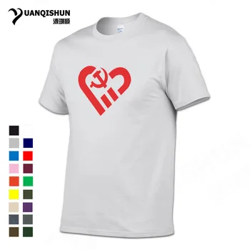 YUANQISHUN 2018 Naujas CCCP SSRS Meilė Širdies Marškinėliai Mados Dizainas Medvilnės Vyrai T-Shirt Sovietų rusijos Kūjo Pjautuvas Armijos Tees