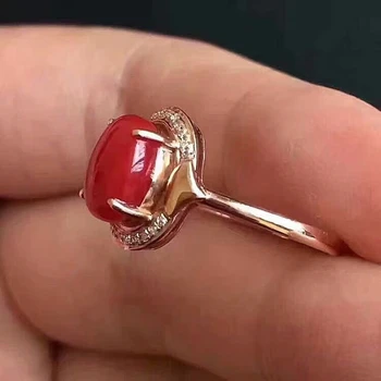 Sidabro juvelyriniai dirbiniai didmeninė 925 gryno sidabro inkrustacijos natūralus raudonasis koralas moterų žiedas Mini persikų sodo