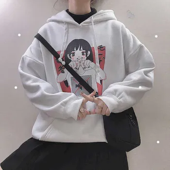 Rudenį ir žiemą gobtuvu hoodies moterų Japonijos tamsiai stiliaus plius aksomo storio ins korėjos versija prarasti studentų viršūnes banga 202