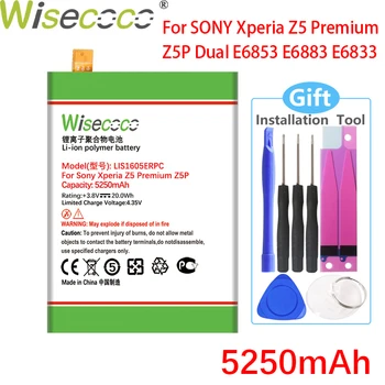 Wisecoco 5250mAh LIS1605ERPC Baterija SONY Xperia Z5 Premium Z5P Dual E6853 E6883 mobiliųjų Telefonų Naujausias Gamybos+Sekimo Numerį